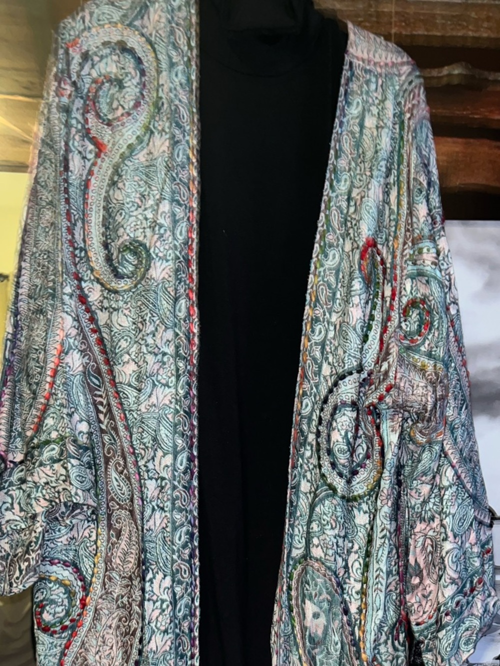 Raj Multicolor Paisley Duster Thick Hand Stitching D5 - Picture 4 of 5